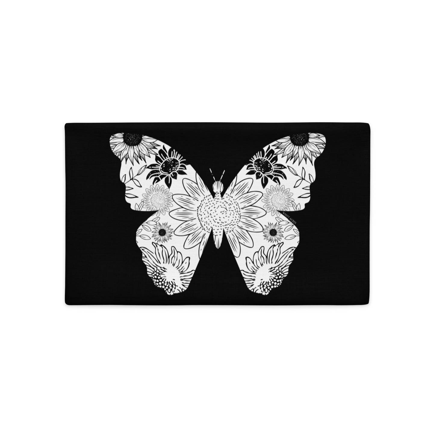 Butterfly Silhouette Sunflowers Premium Pillow Case