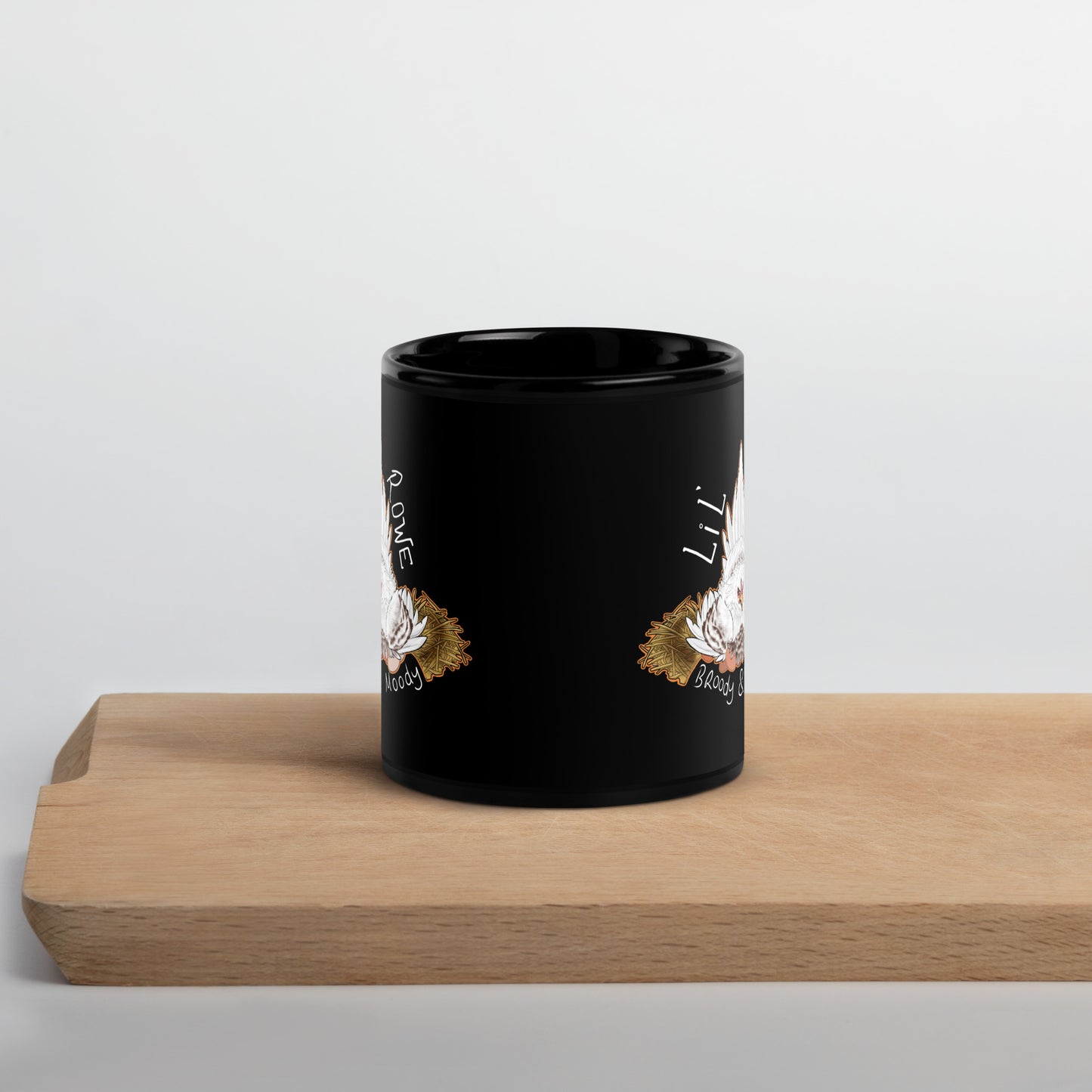 Dual Broody and Moody Black Glossy Mug