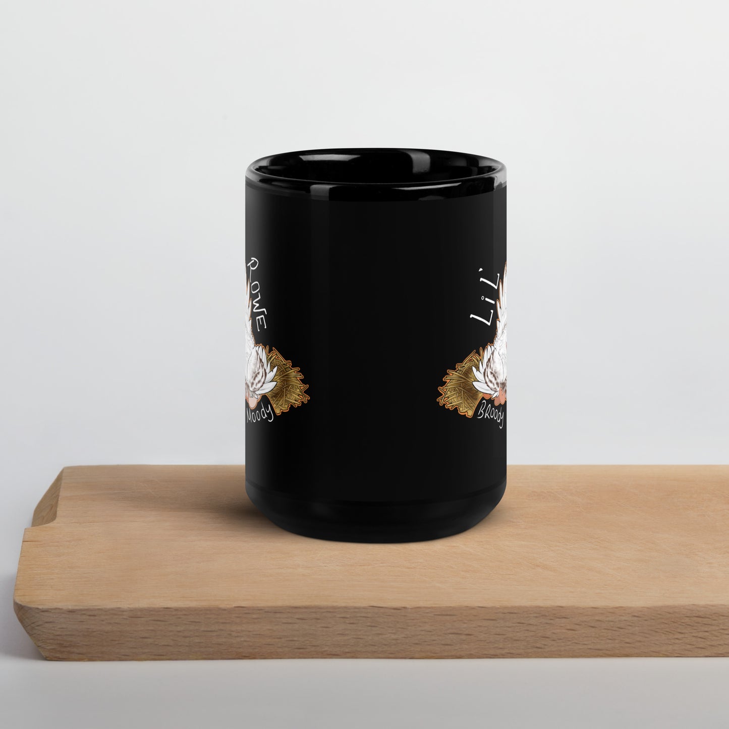 Dual Broody and Moody Black Glossy Mug