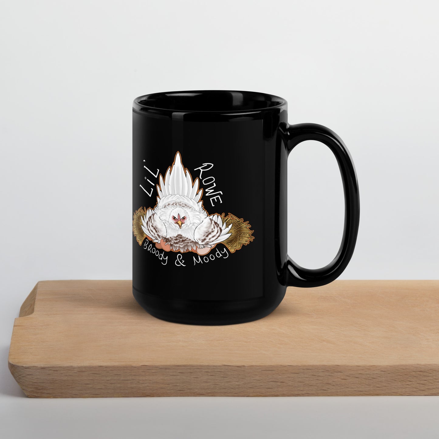 Dual Broody and Moody Black Glossy Mug