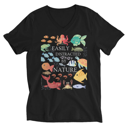 Easily Distracted Fish Unisex Short Sleeve V-Neck T-Shirt