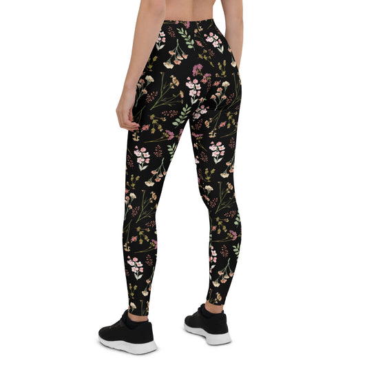 Vintage Dark Flower Pattern Leggings