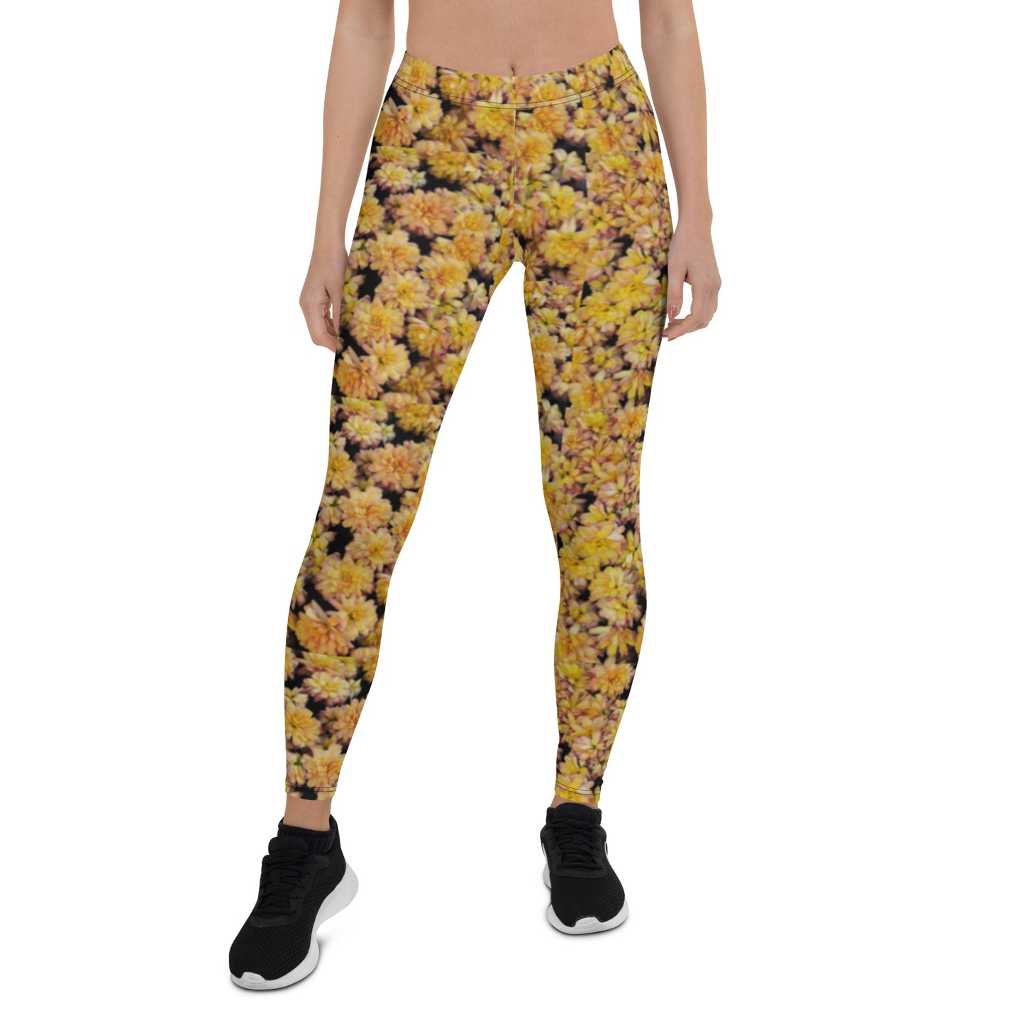 Yellow Mum Natural Flower Pattern Leggings