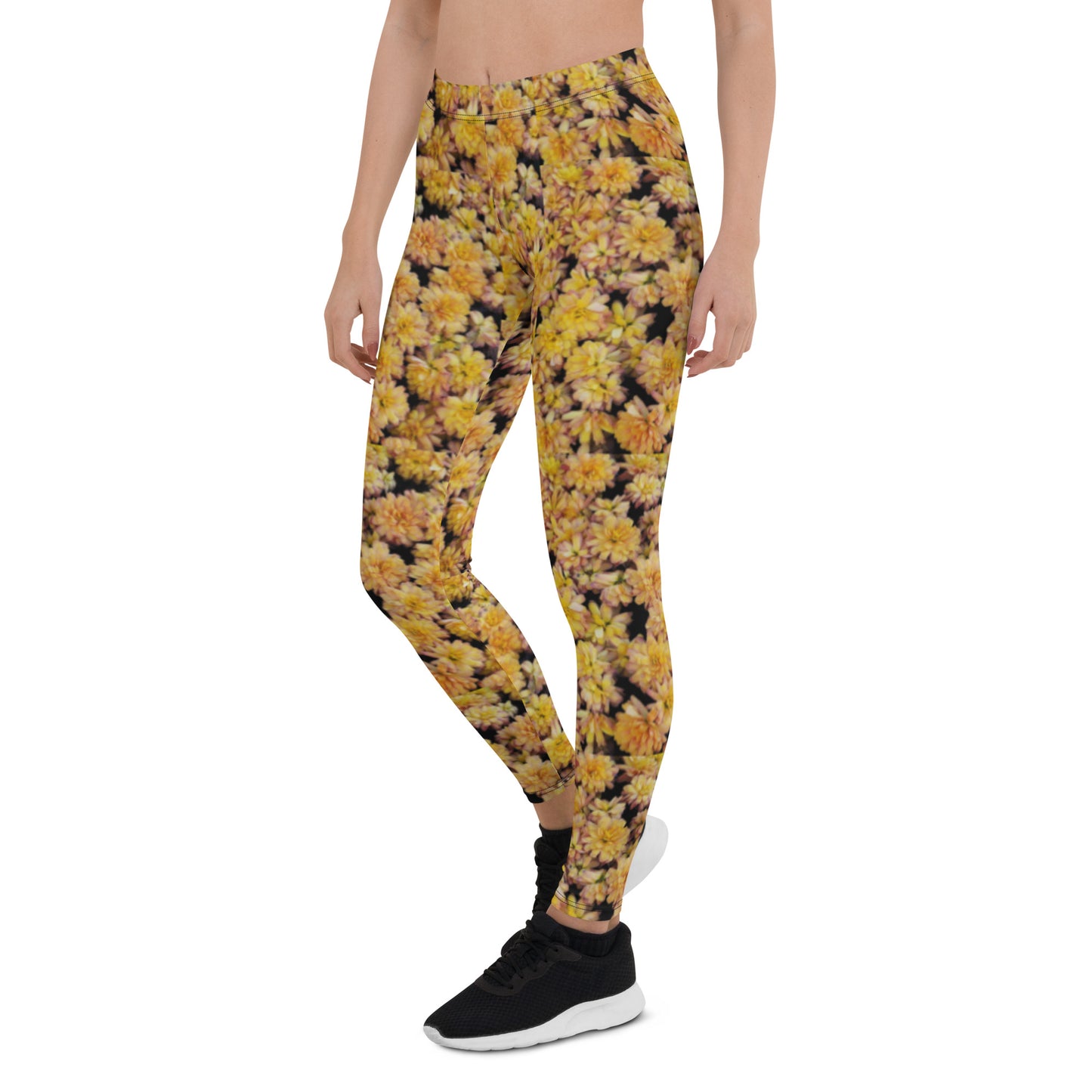 Yellow Mum Natural Flower Pattern Leggings