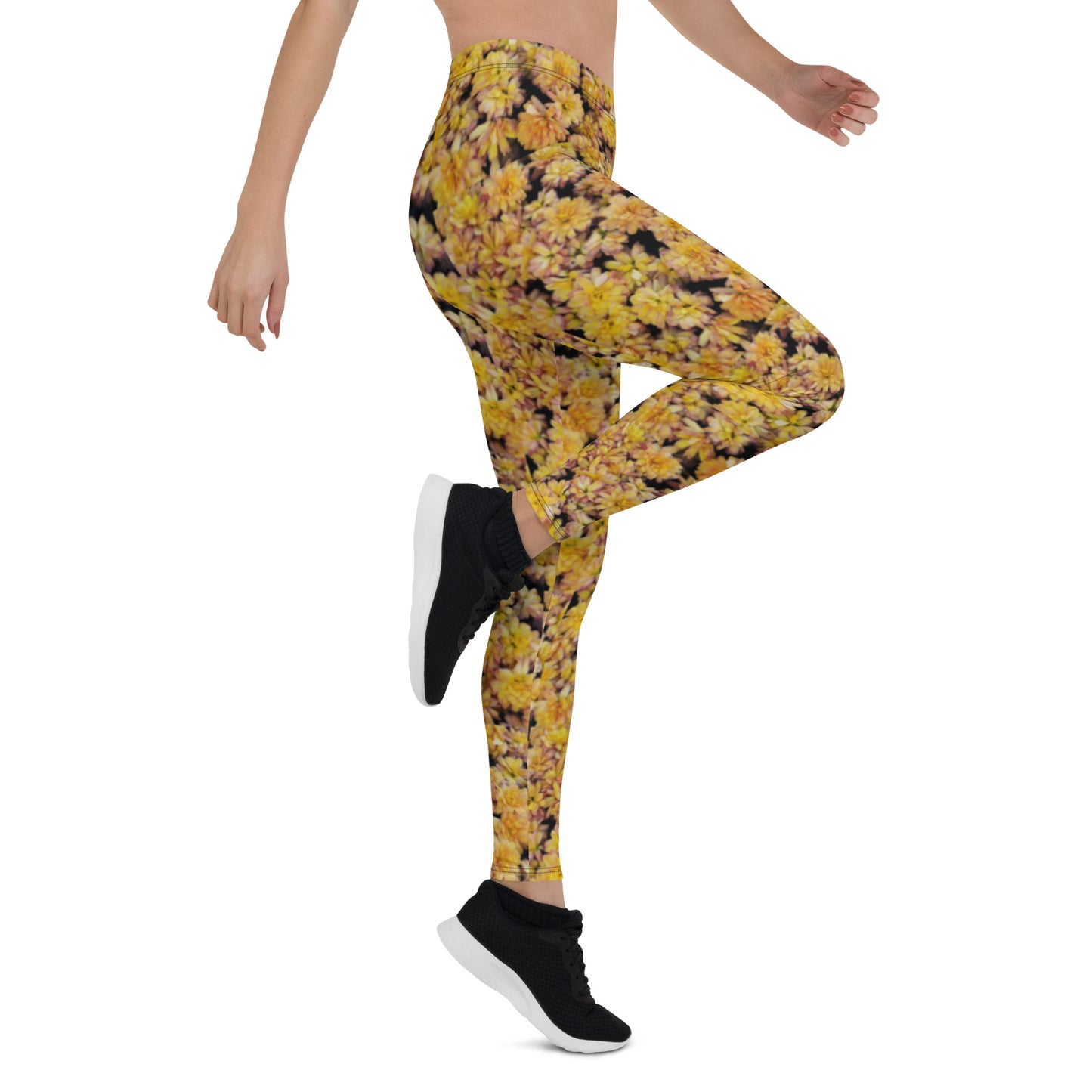 Yellow Mum Natural Flower Pattern Leggings