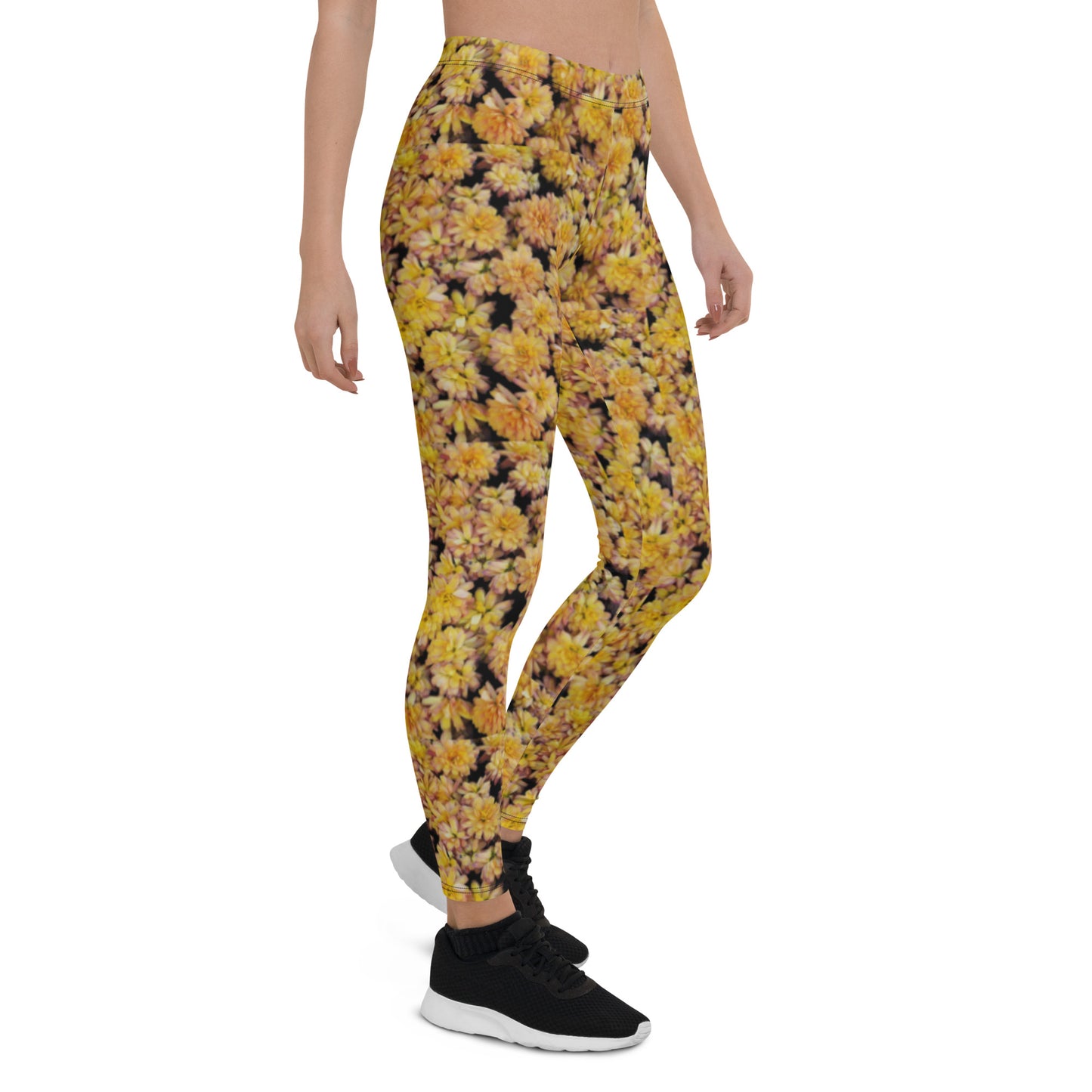 Yellow Mum Natural Flower Pattern Leggings