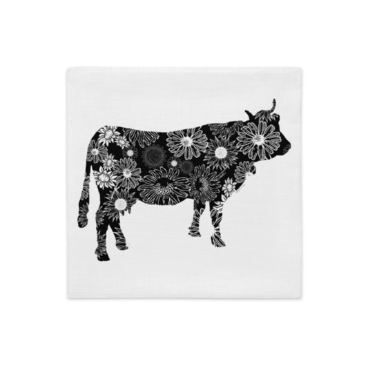 Bull Cow Silhouette Sunflowers Premium Pillow Case