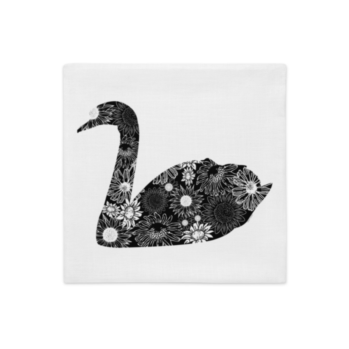 Swan Silhouette Sunflowers Premium Pillow Case