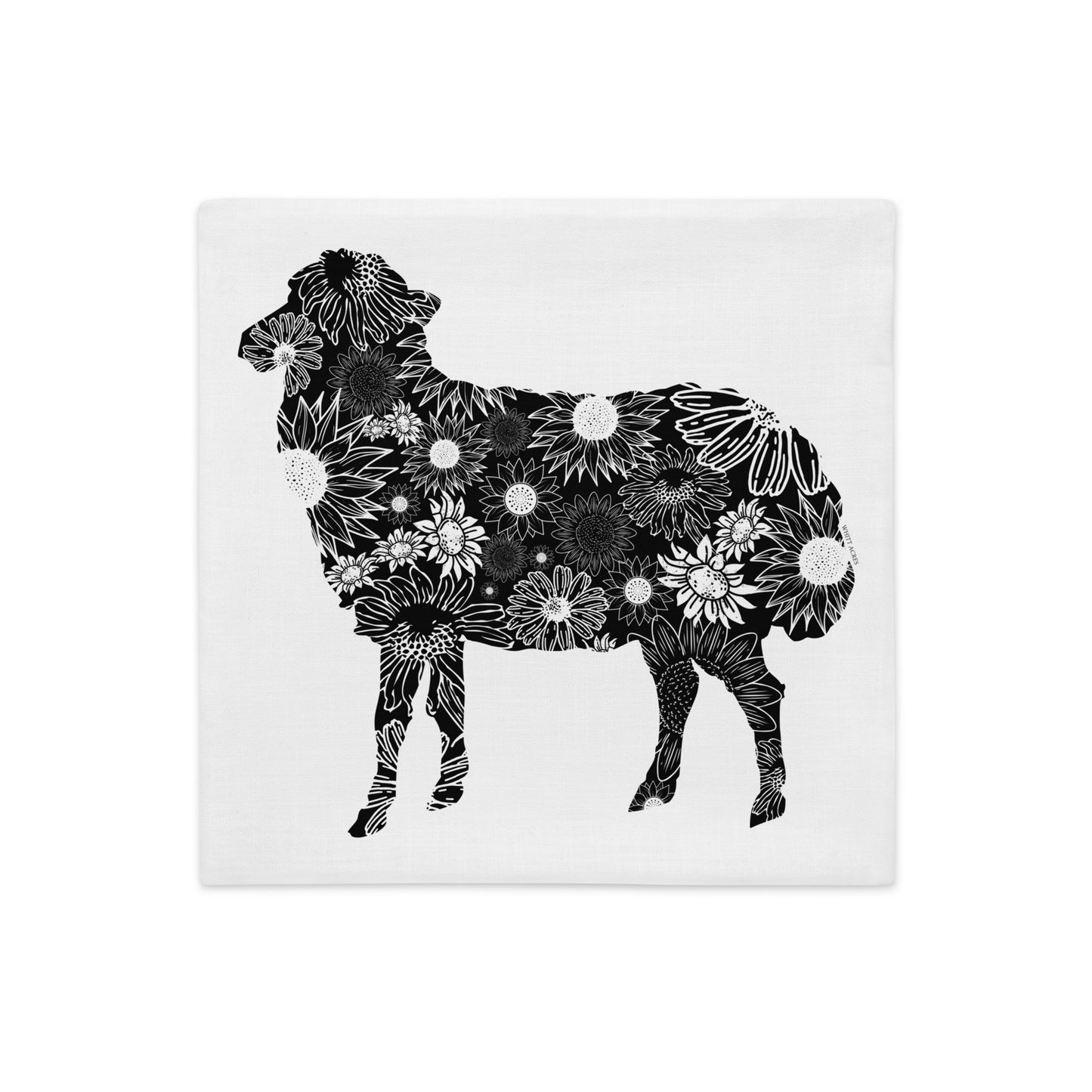 Sheep Silhouette Sunflowers Premium Pillow Case