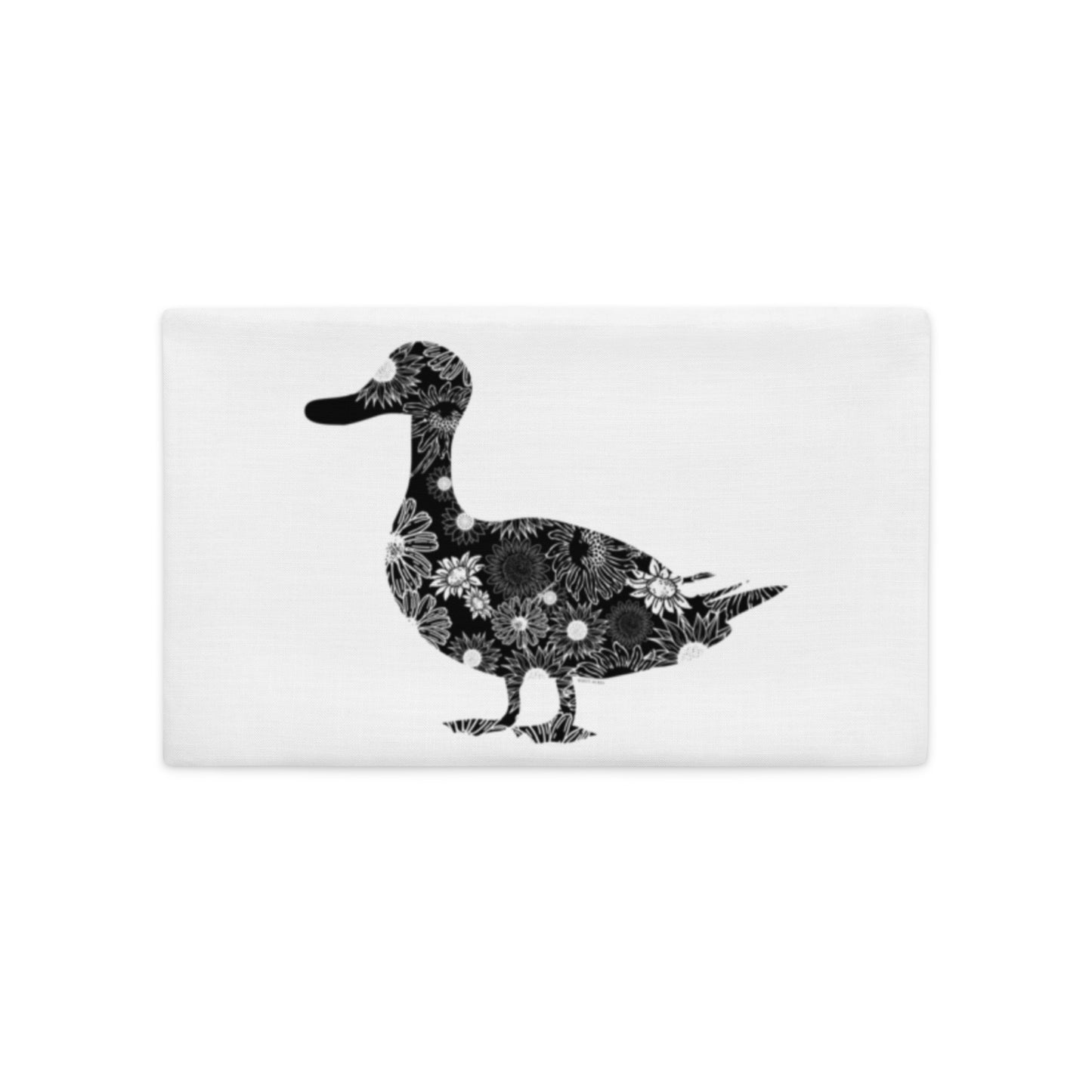 Duck Silhouette Sunflowers Premium Pillow Case