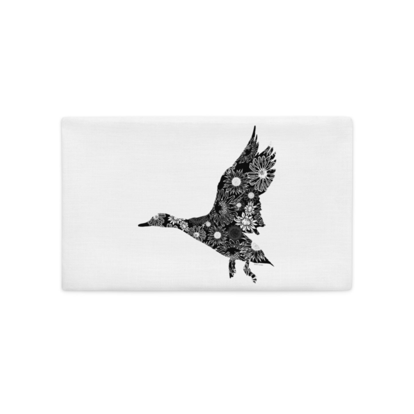 Flying Duck Silhouette Sunflowers Premium Pillow Case