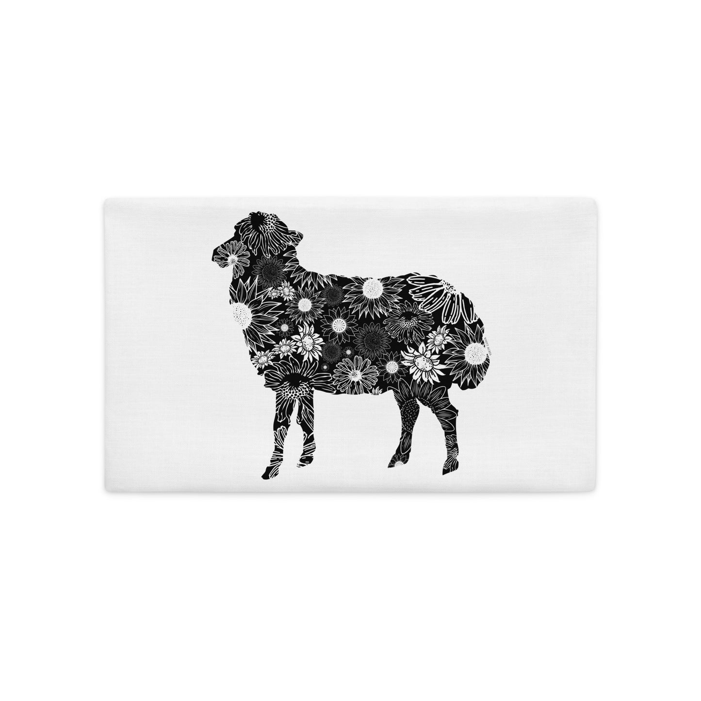 Sheep Silhouette Sunflowers Premium Pillow Case