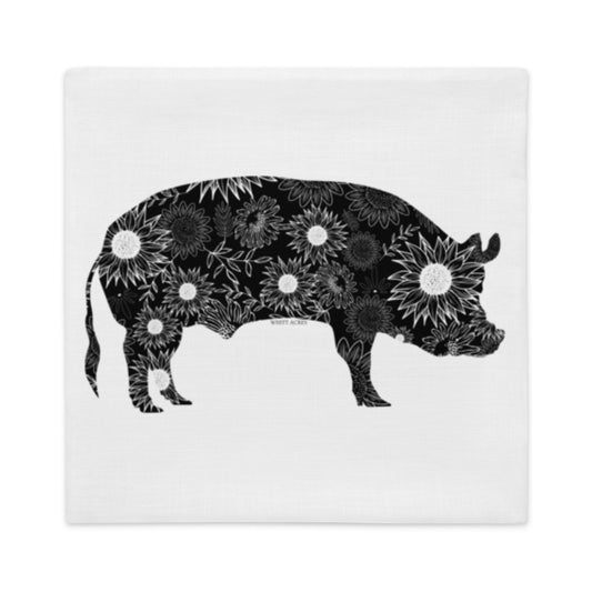 Pig Hog Silhouette Sunflowers Premium Pillow Case