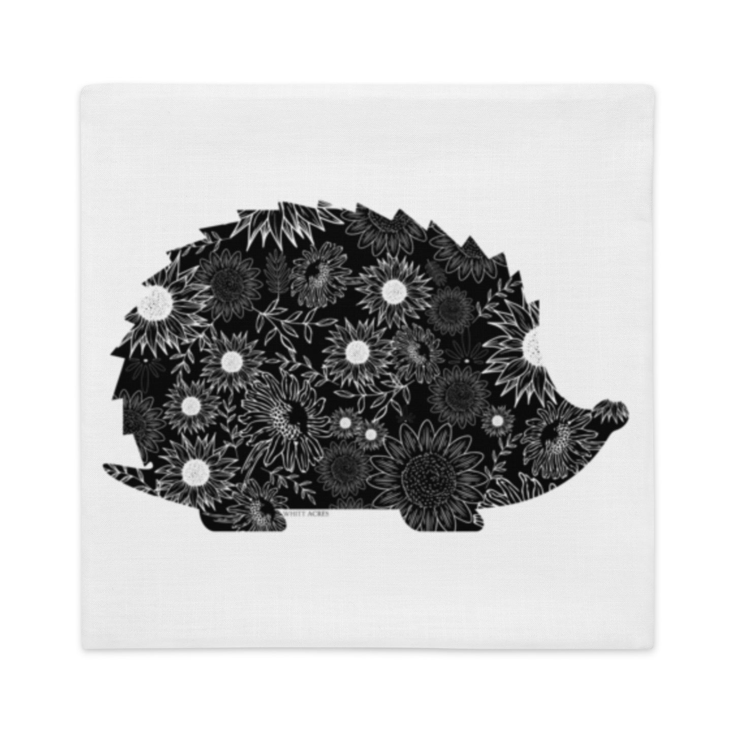 Hedgehog Silhouette Sunflowers Premium Pillow Case