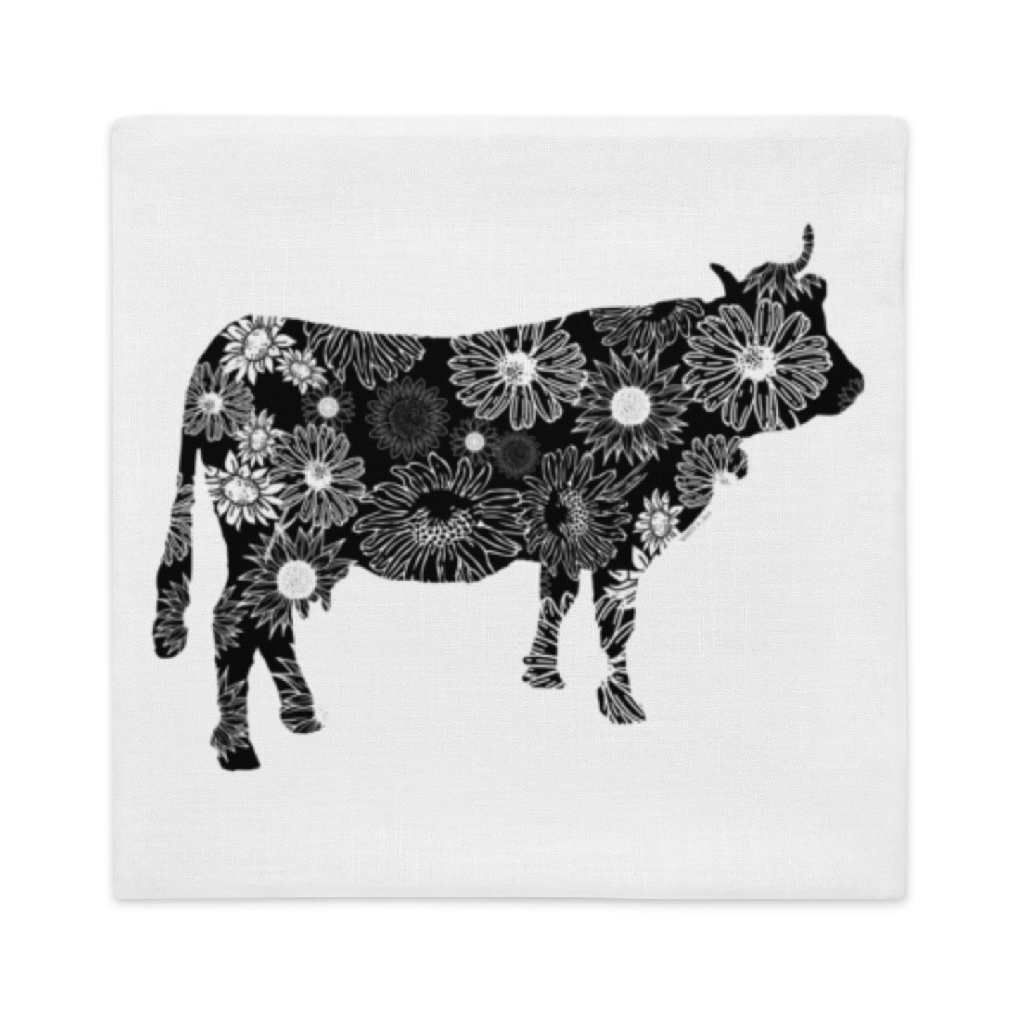 Bull Cow Silhouette Sunflowers Premium Pillow Case