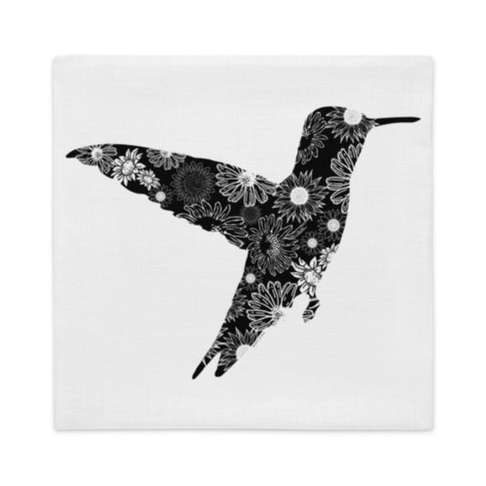 Hummingbird Silhouette Sunflowers Premium Pillow Case