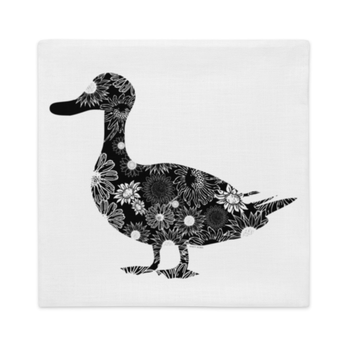 Duck Silhouette Sunflowers Premium Pillow Case