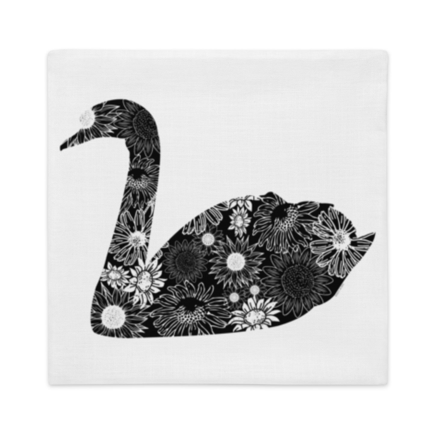 Swan Silhouette Sunflowers Premium Pillow Case