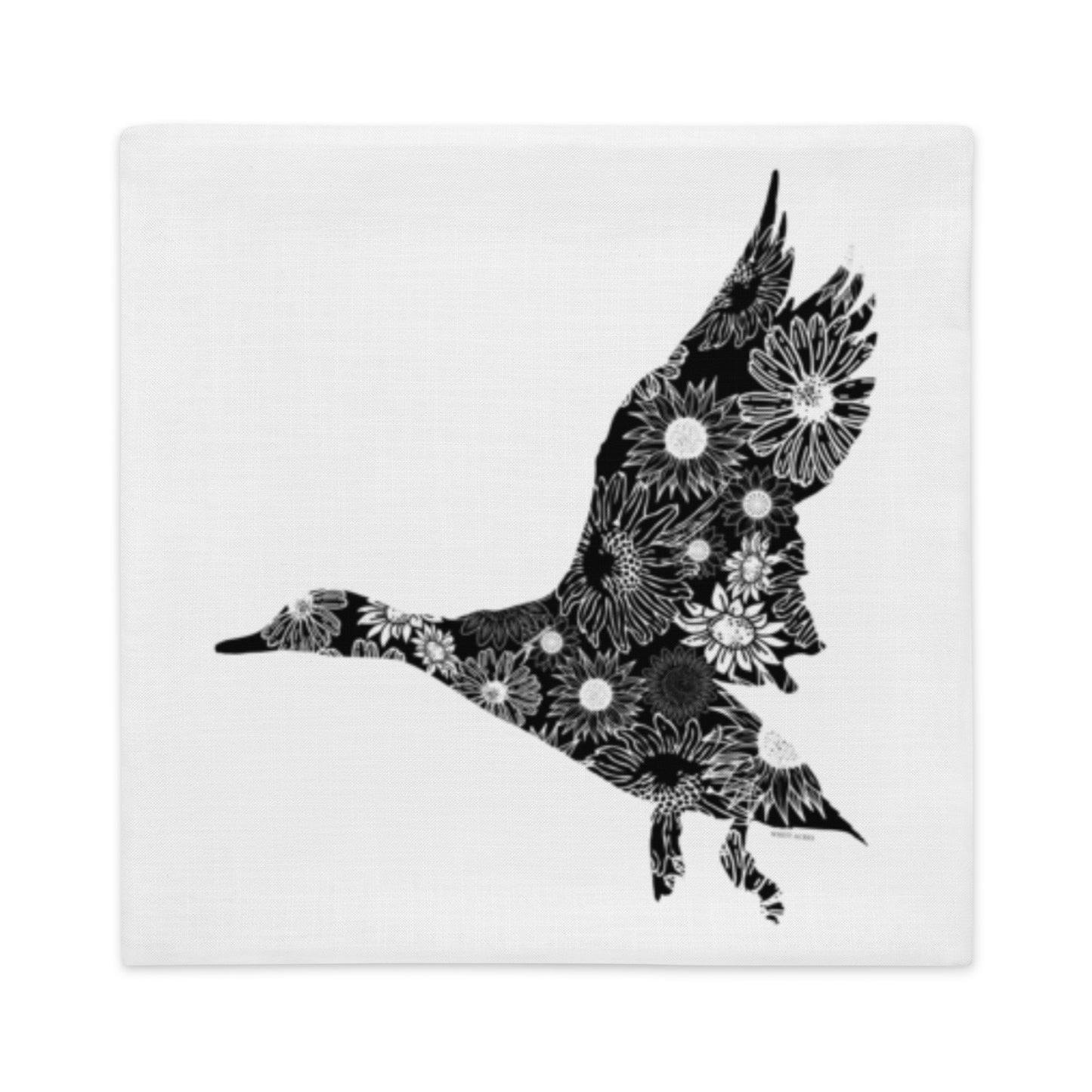 Flying Duck Silhouette Sunflowers Premium Pillow Case