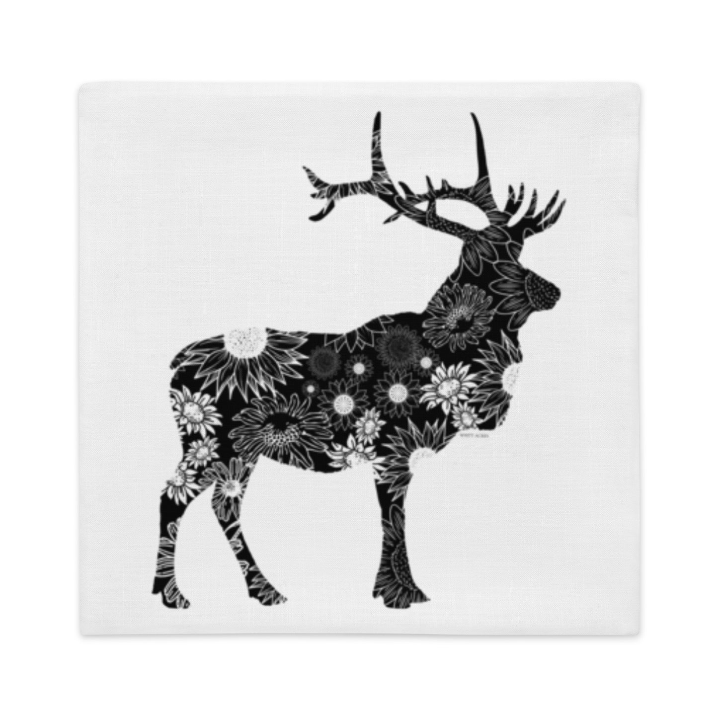 Elk Silhouette Sunflowers Premium Pillow Case