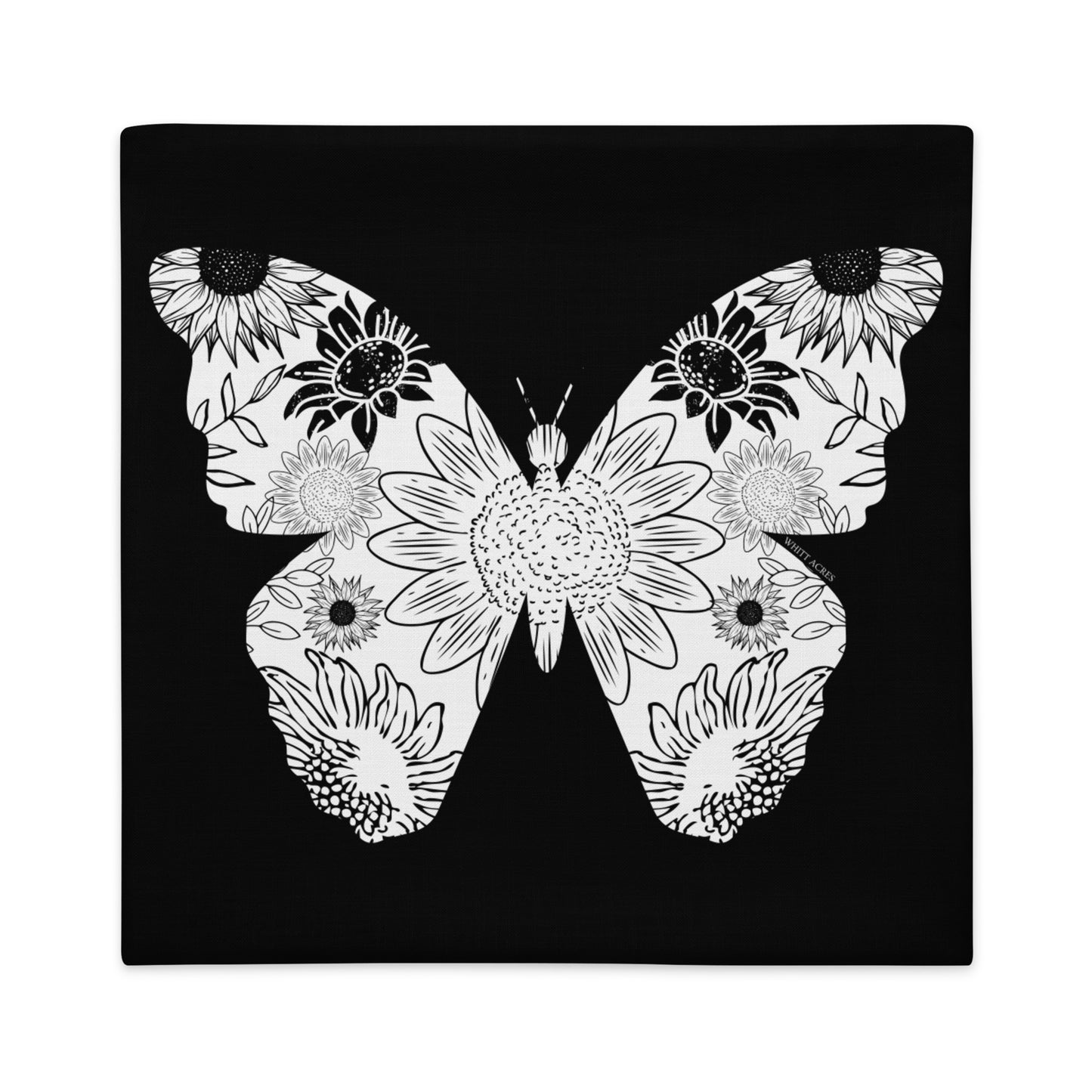 Butterfly Silhouette Sunflowers Premium Pillow Case