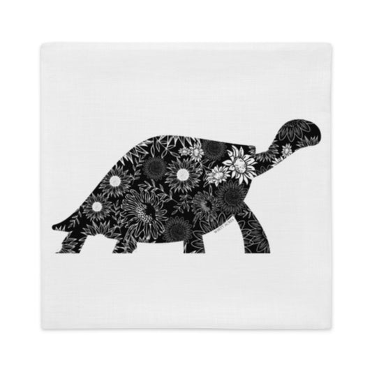 Turtle Silhouette Sunflowers Premium Pillow Case