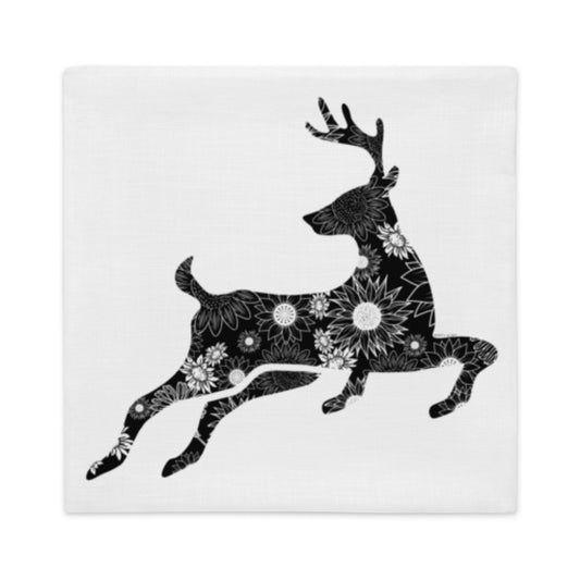 Whitetail Deer Silhouette Sunflowers Premium Pillow Case