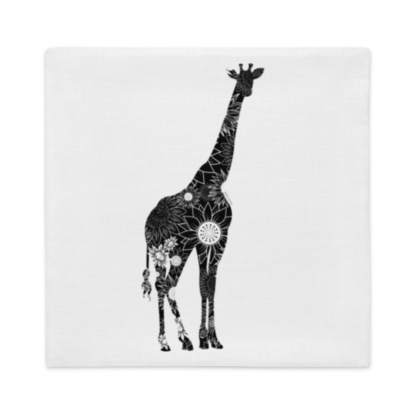 Giraffe Silhouette Sunflowers Premium Pillow Case