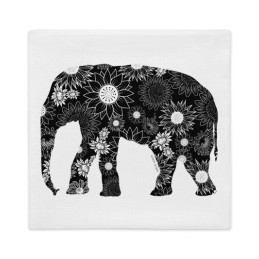 Elephant Silhouette Sunflowers Premium Pillow Case