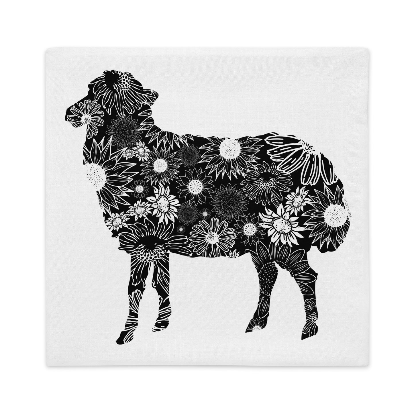 Sheep Silhouette Sunflowers Premium Pillow Case