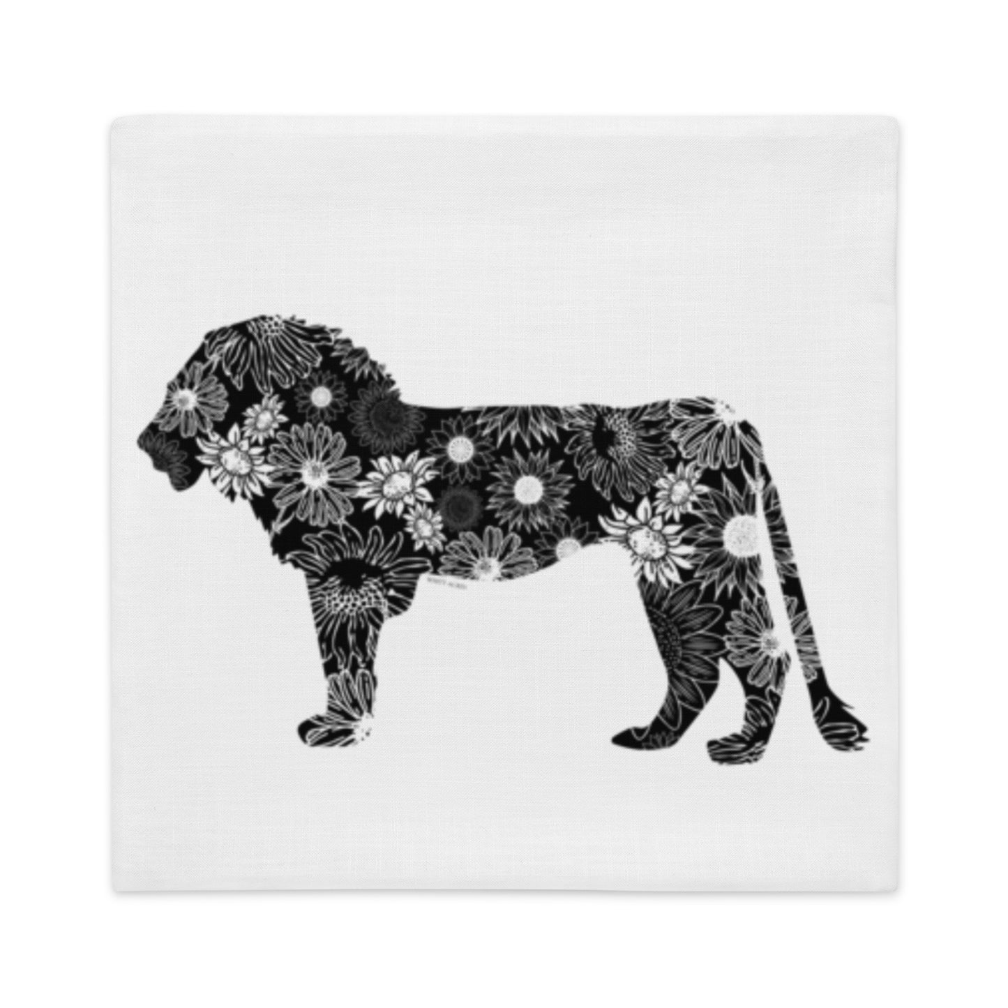 Lion Silhouette Sunflowers Premium Pillow Case