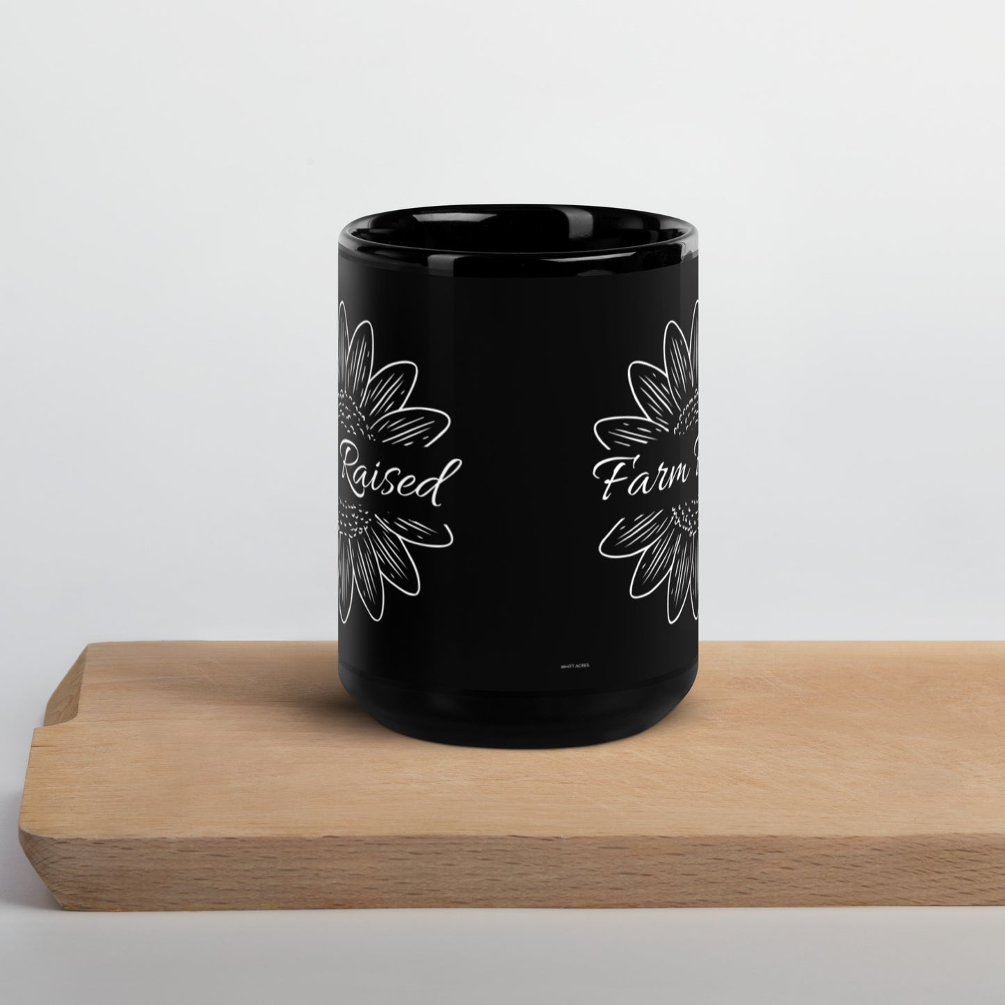 Farm Raised Sunflower Black Glossy Mug