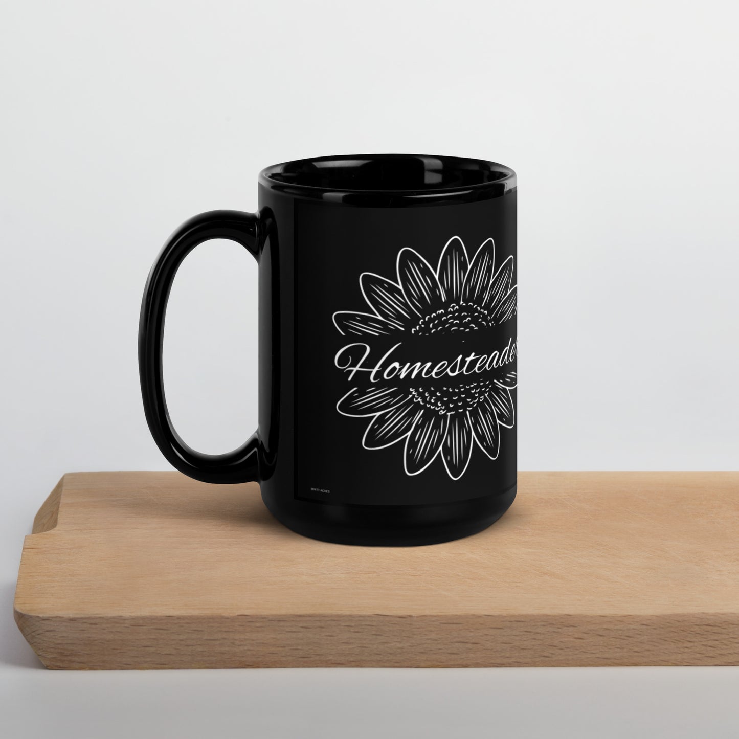 Homesteader Sunflower Black Glossy Mug