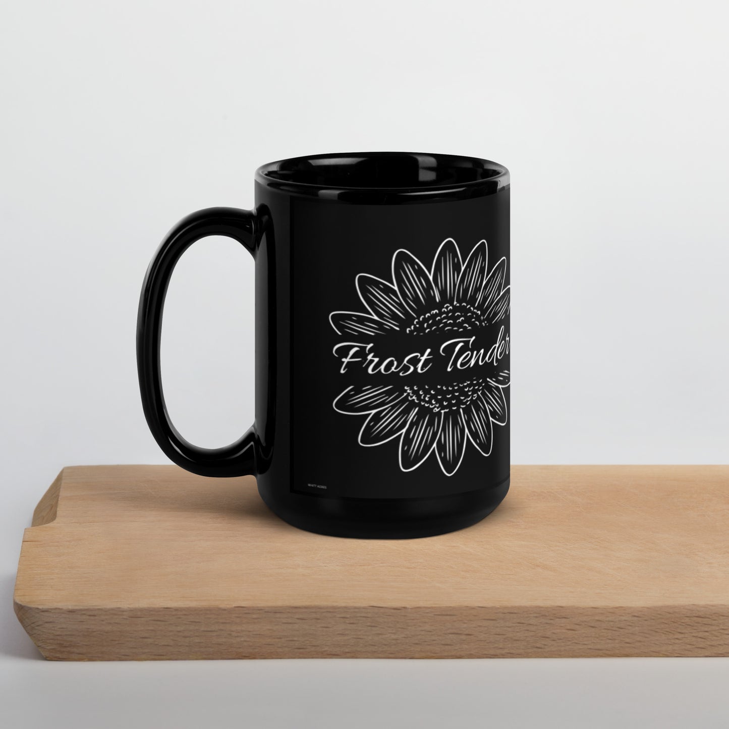 Frost Tender Sunflower Black Glossy Mug