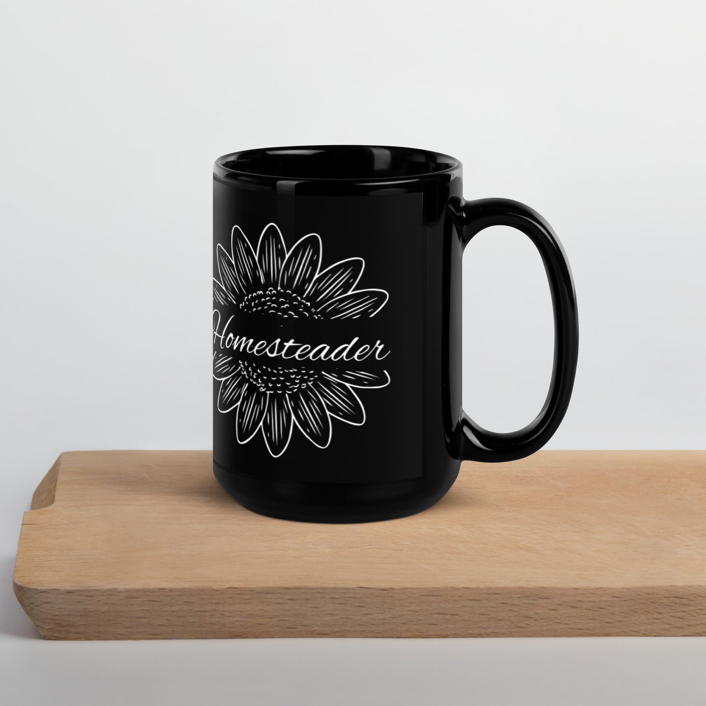 Homesteader Sunflower Black Glossy Mug