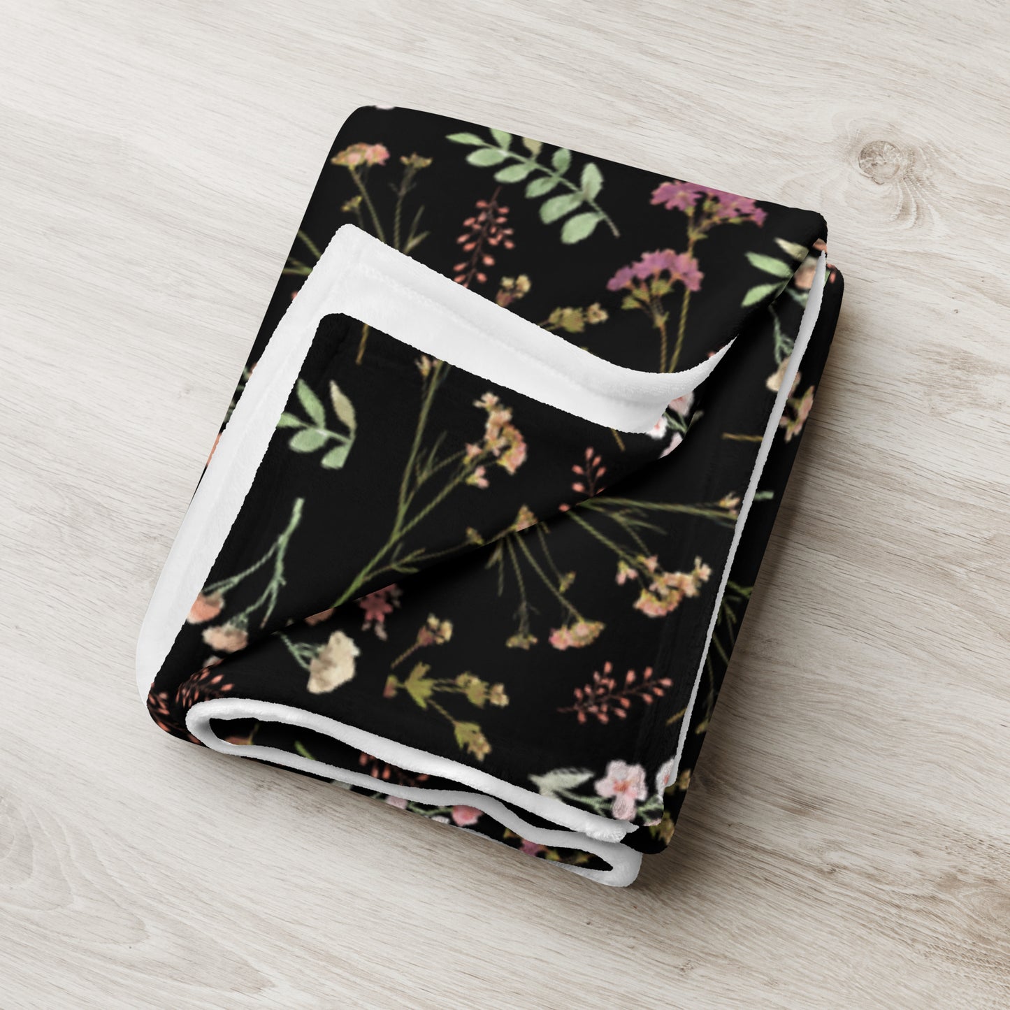 Vintage Flower Dark Pattern Throw Blanket