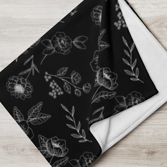 Flower Sketch Pattern Throw Blanket