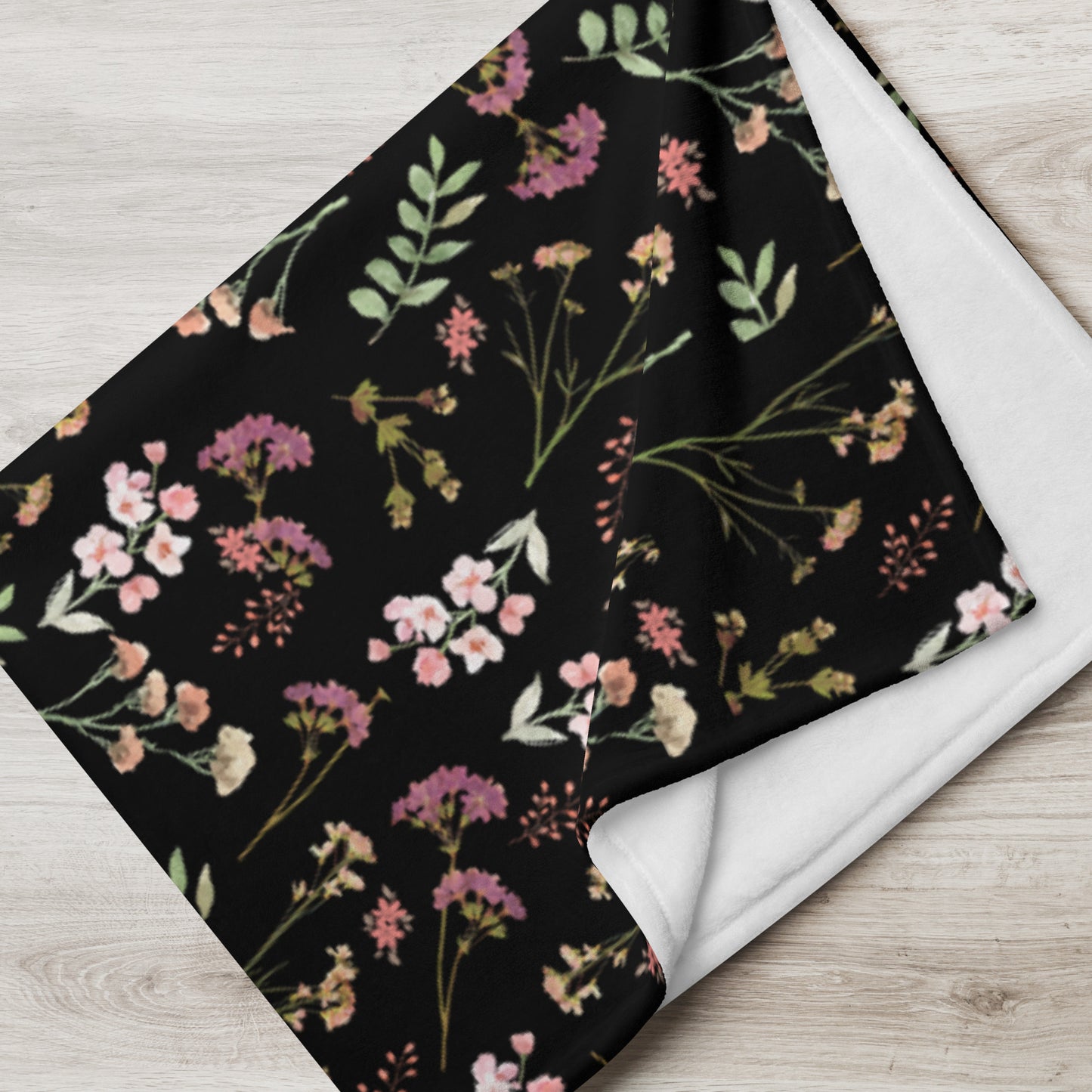 Vintage Flower Dark Pattern Throw Blanket