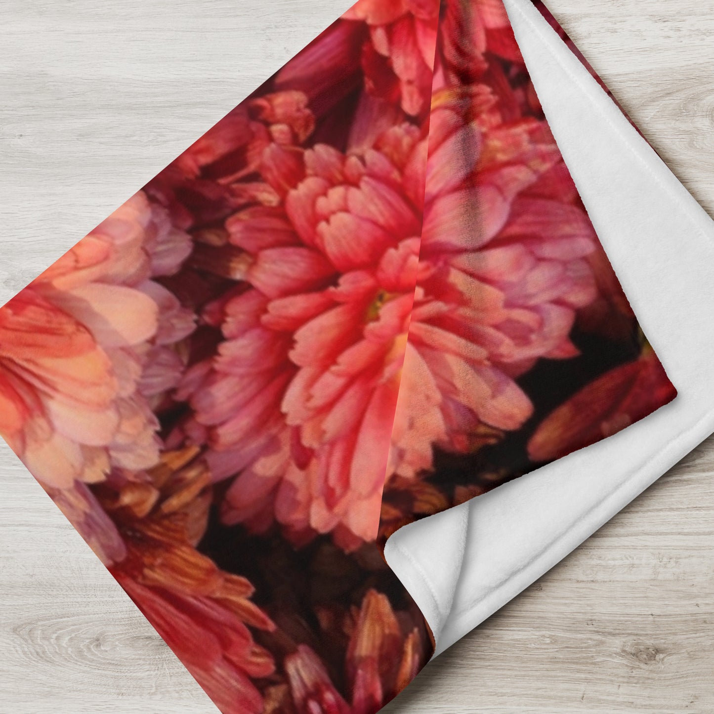 Red Mum Flower Throw Blanket