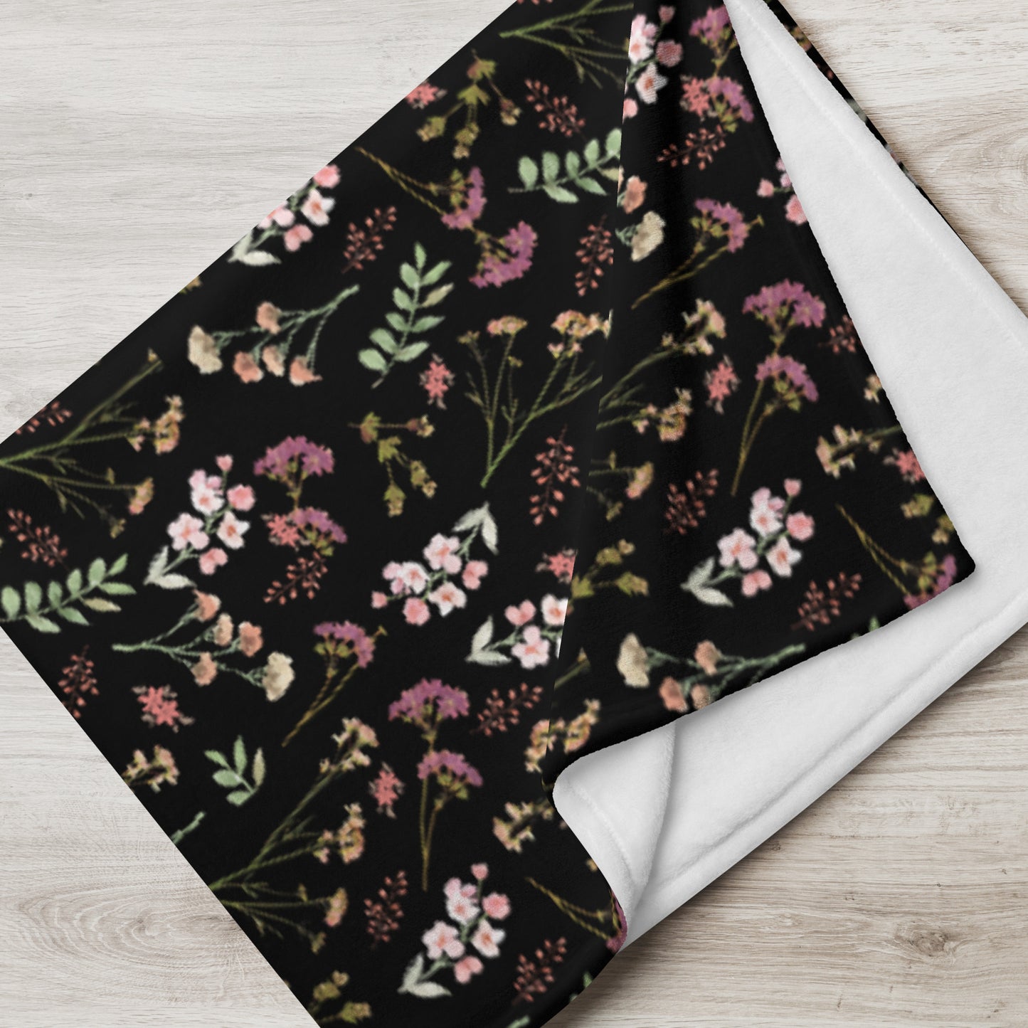 Vintage Flower Dark Pattern Throw Blanket