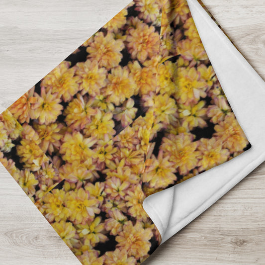 Yellow Mum Flower Throw Blanket