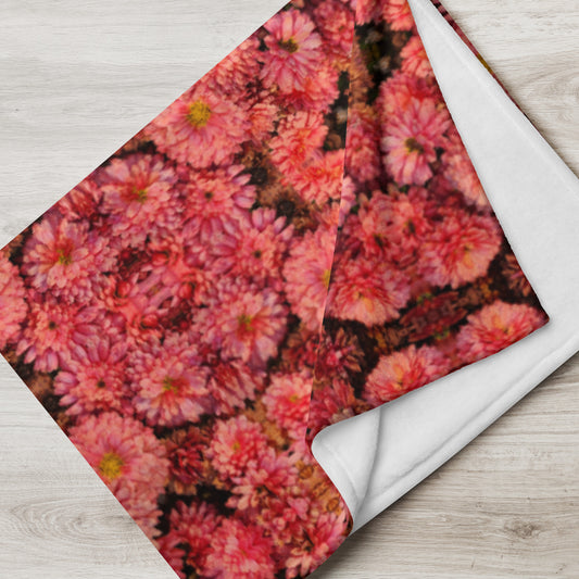 Red Mum Flower Throw Blanket