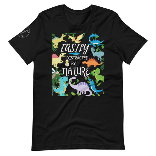 Easily Distracted By Nature Dinosaur Black Edition Unisex t-shirt