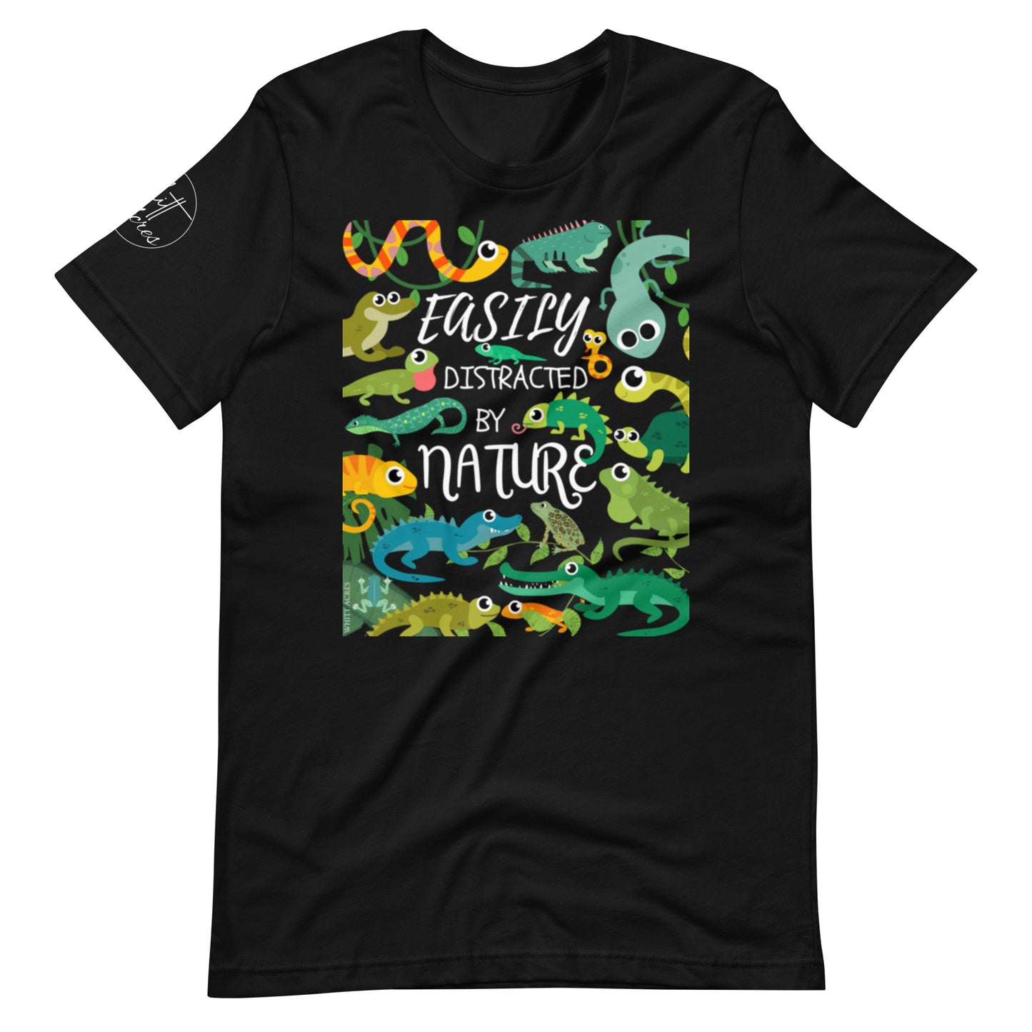 Easily Distracted By Nature Reptiles Black Edition Unisex t-shirt