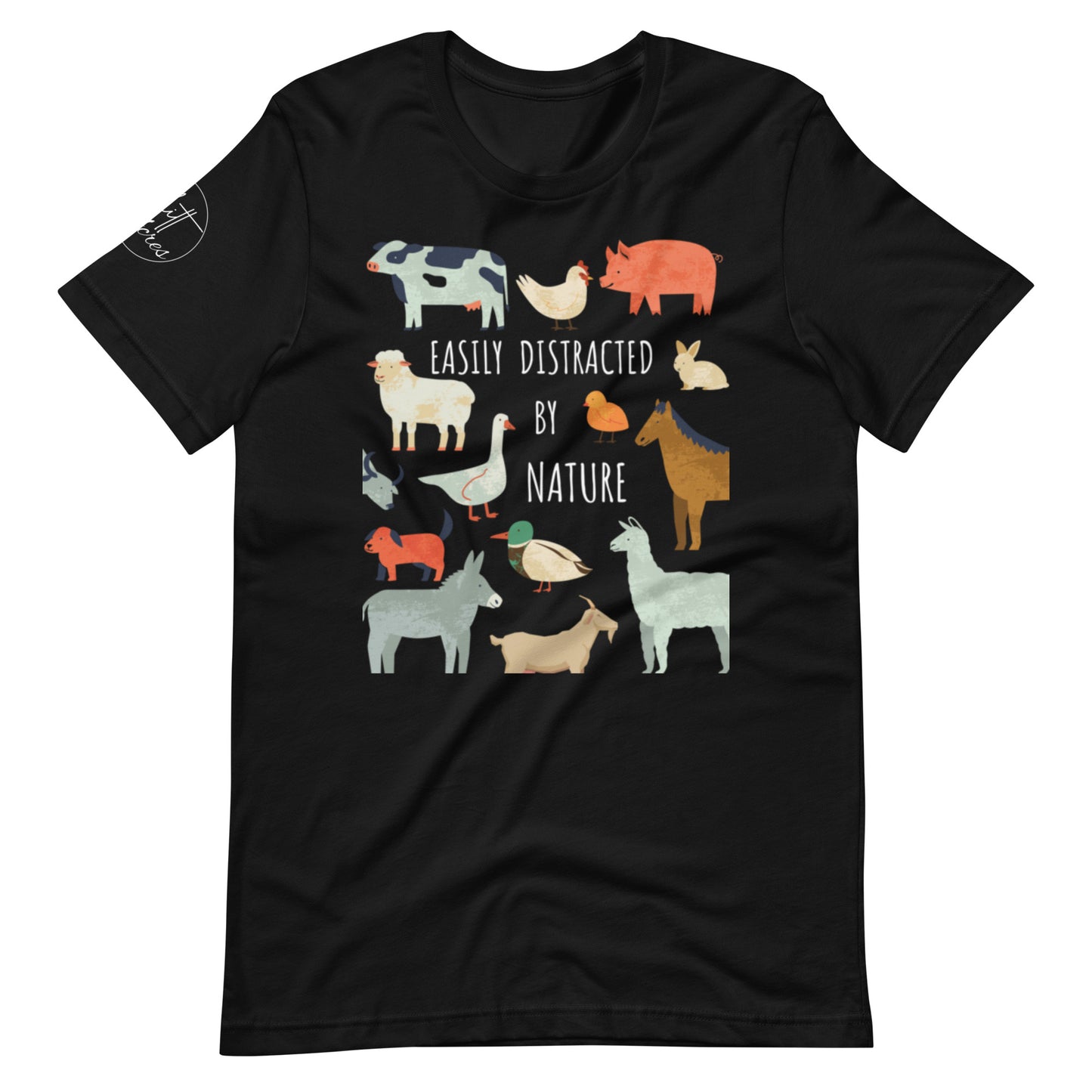 Easily Distracted By Nature Farm Animal Black Edition Unisex t-shirt