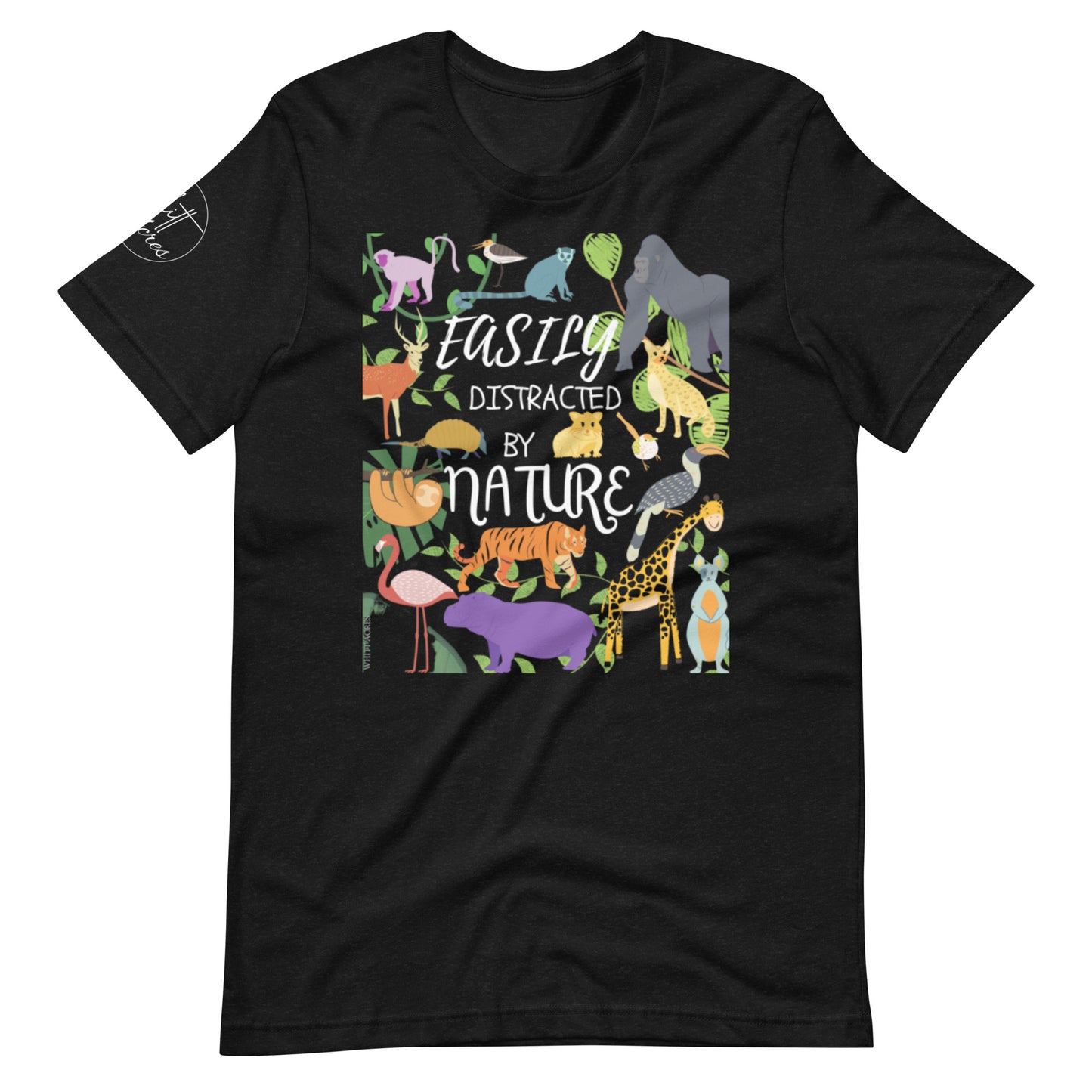 Easily Distracted By Nature Jungle Animals Black Edition Unisex t-shirt