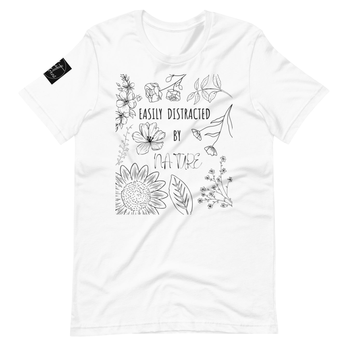 Easily Distracted By Nature Vintage Flowers White Edition Unisex t-shirt